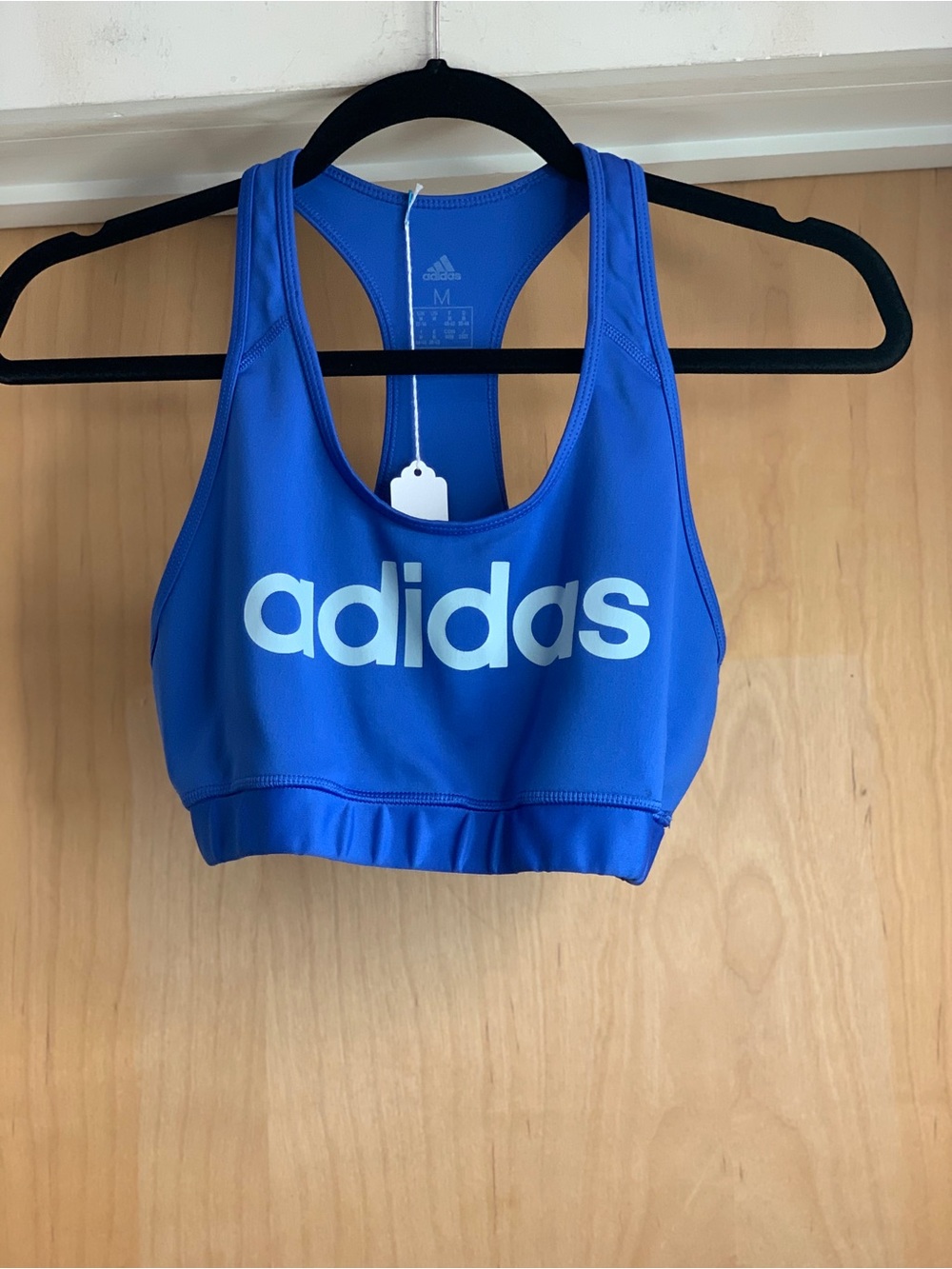 Adidas Blue Logo Athlet Crop Top Size-Medium Gym Core